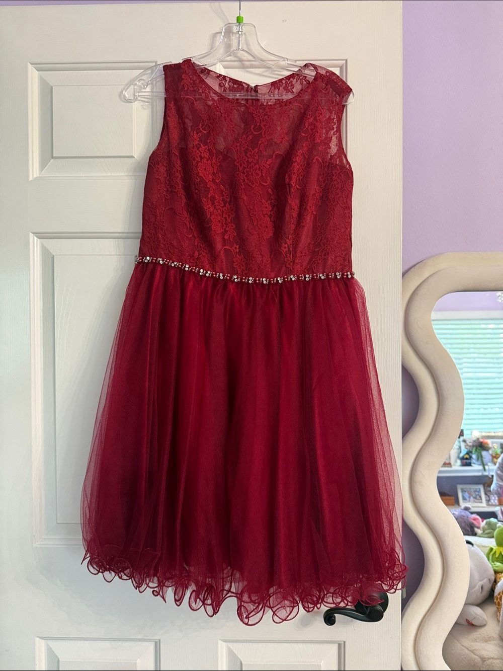 Girls' Lace & Tulle Party Dress in Wine